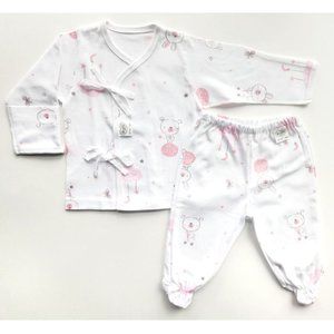 Baby Pajama/Set/Top/Pants/Newborn/Infant/Baby/Four Season/Happy Teddy Bear/Pink
